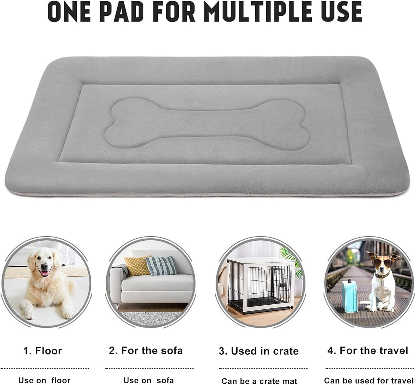 JoicyCo Extra Large Dog Bed Soft Dog Crate Pad Mat 48 in Non-Slip Bottom Washable Dog Sleeping Mattress Pet Beds Cat Beds Kennel Pads