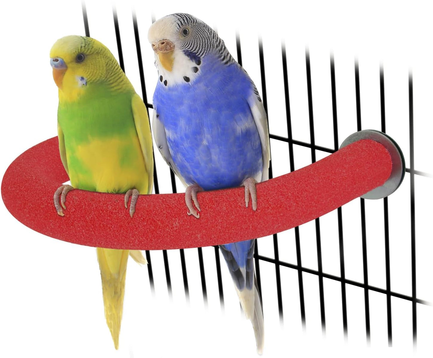 Rypet U Shape Parrot Perch Stand Toy for Paw Grinding Clean Stick Exercise, Rough-Surfaced Quartz Bird Perch Standing Cage Accessories for for Small Parakeets Cockatiels Conures Macaws Finches(Red)