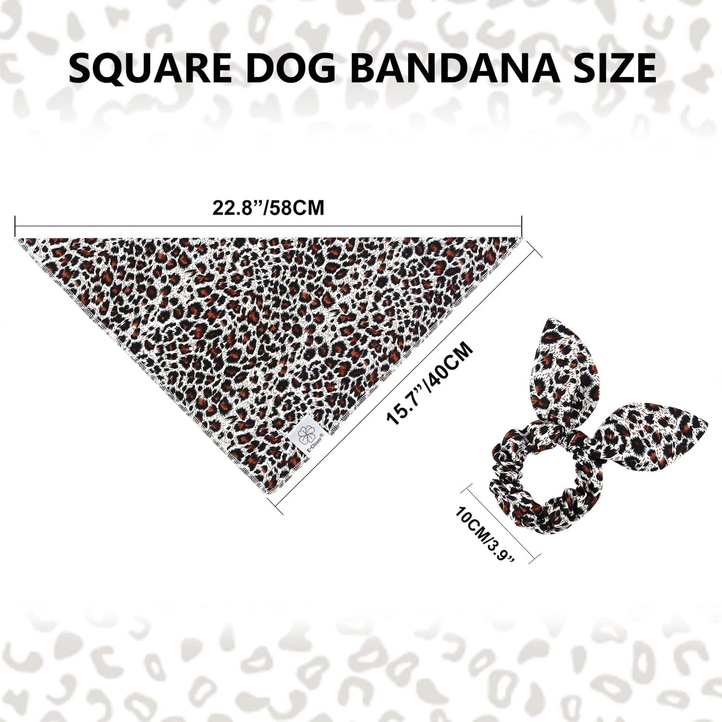 E-Clover Dog Bandanas & Matching Scrunchie Set Leopard Dog Bandana Bibs Washable Kerchief Scarf for Puppy Small Dogs & Owner
