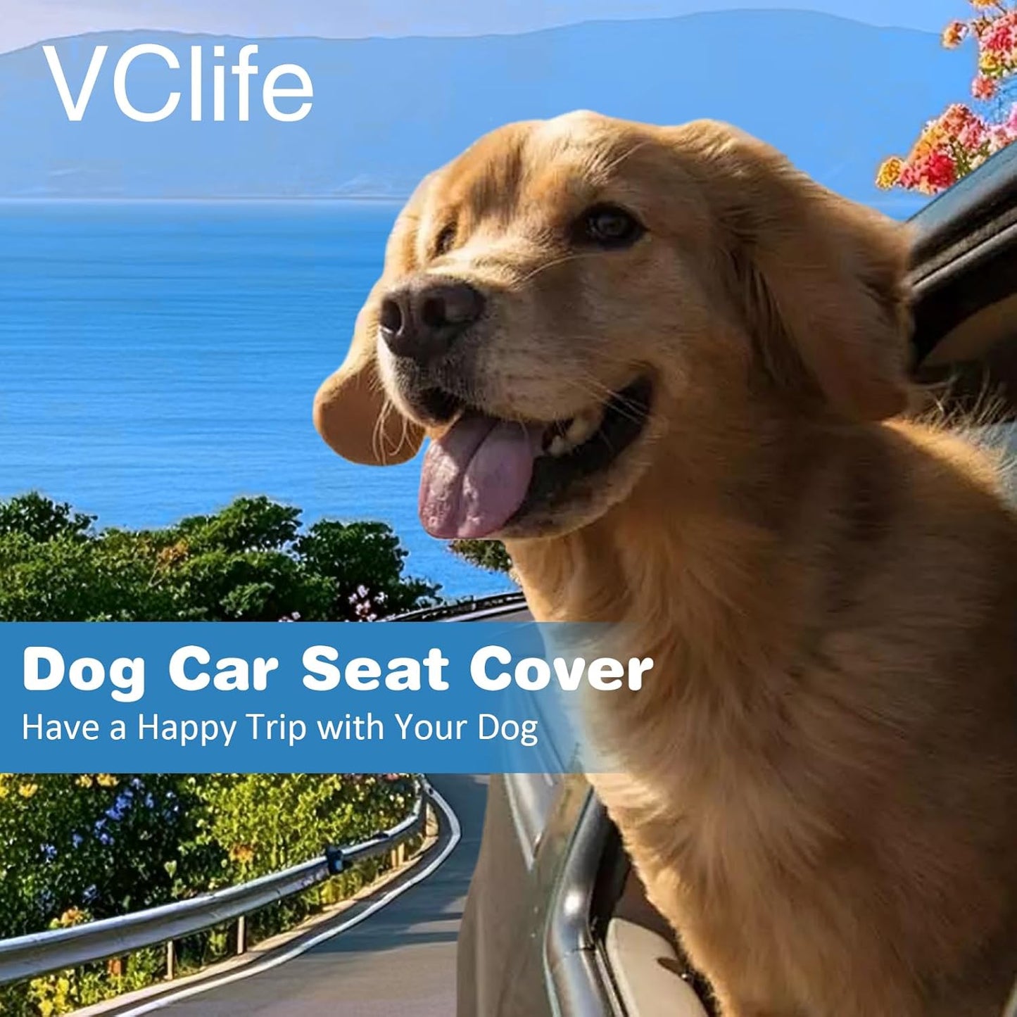 VClife Car Back Seat Cover for Dog, Non Slip Pet Bed Mat Washable Backseat Extender Cushion, Furry Dog Cat Travel Blanket Bed Modern White Black Plaid Bed, 59"×27.6"