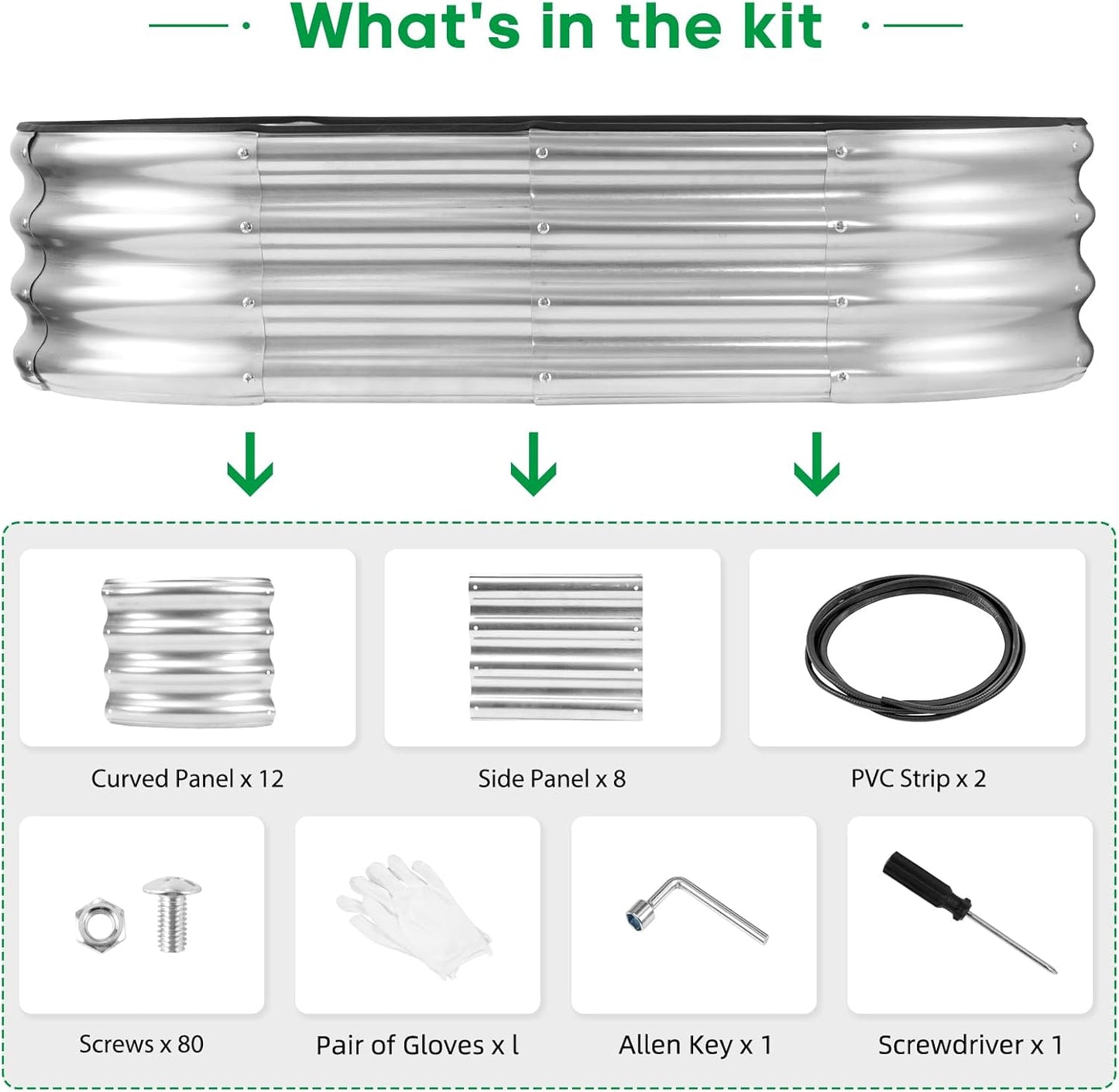 JERIA Raised Garden Bed,Galvanized Raised 2 Pcs 4×2×1ft Planter Boxes Outdoor with Easy Assembly, Large Garden Bed for Vegetables, Fruits, Flower