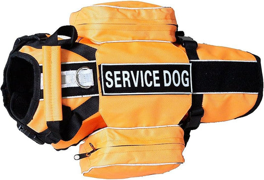 Serijoars Dog Vest Harnesses with Saddlebag Backpack for Camping & Travel - Reflective Hound Hiking Backpack Saddle Bag - Lightweight Vest Harness for Medium & Large Dogs (Orange, M)