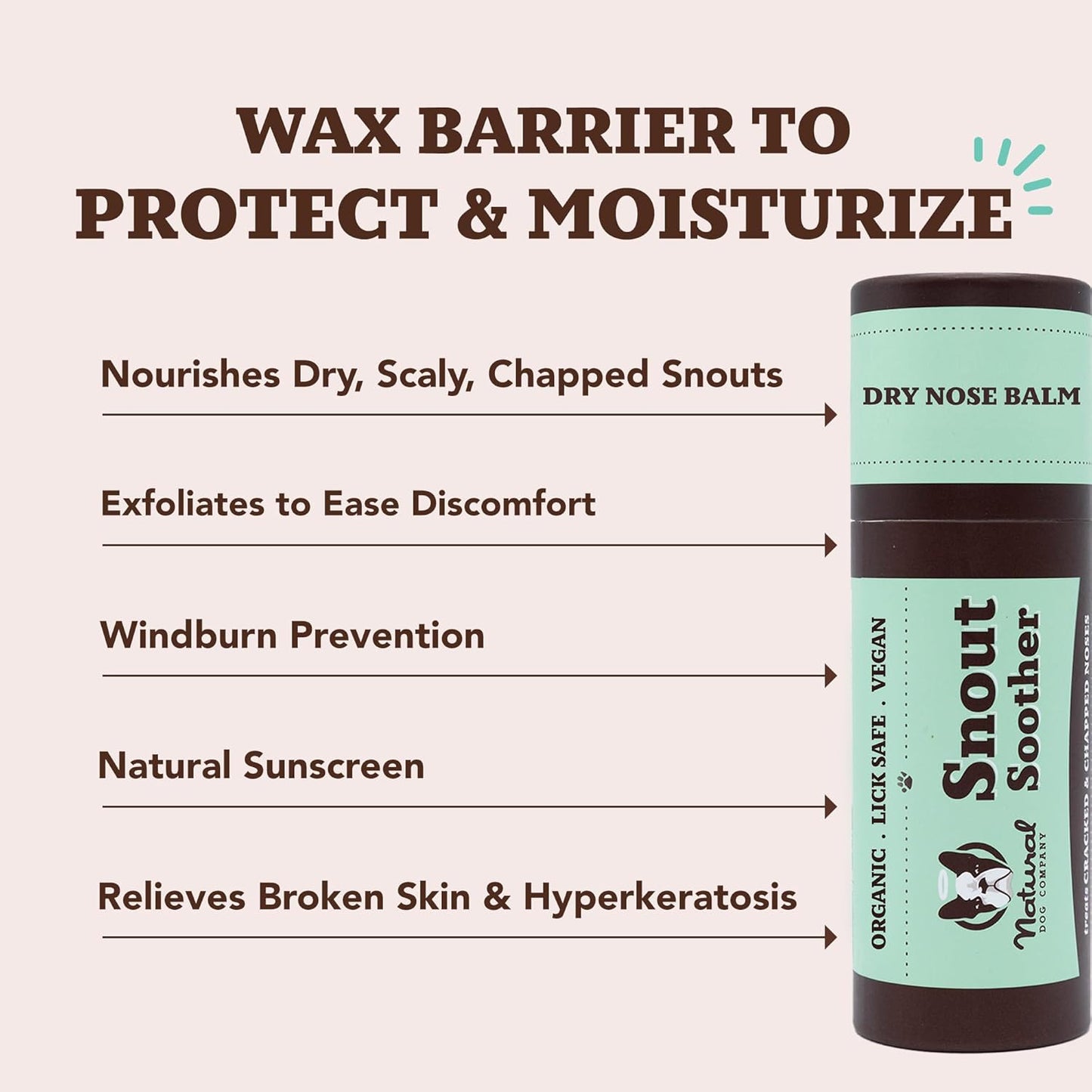 Natural Dog Company Snout Soother, Dog Nose Balm, Wax & Cream for Dry, Cracked Noses, Heals & Moisturizes with Shea Butter & Coconut Oil, Lick-Safe Nose Butter, Made in USA, 2 oz. Stick