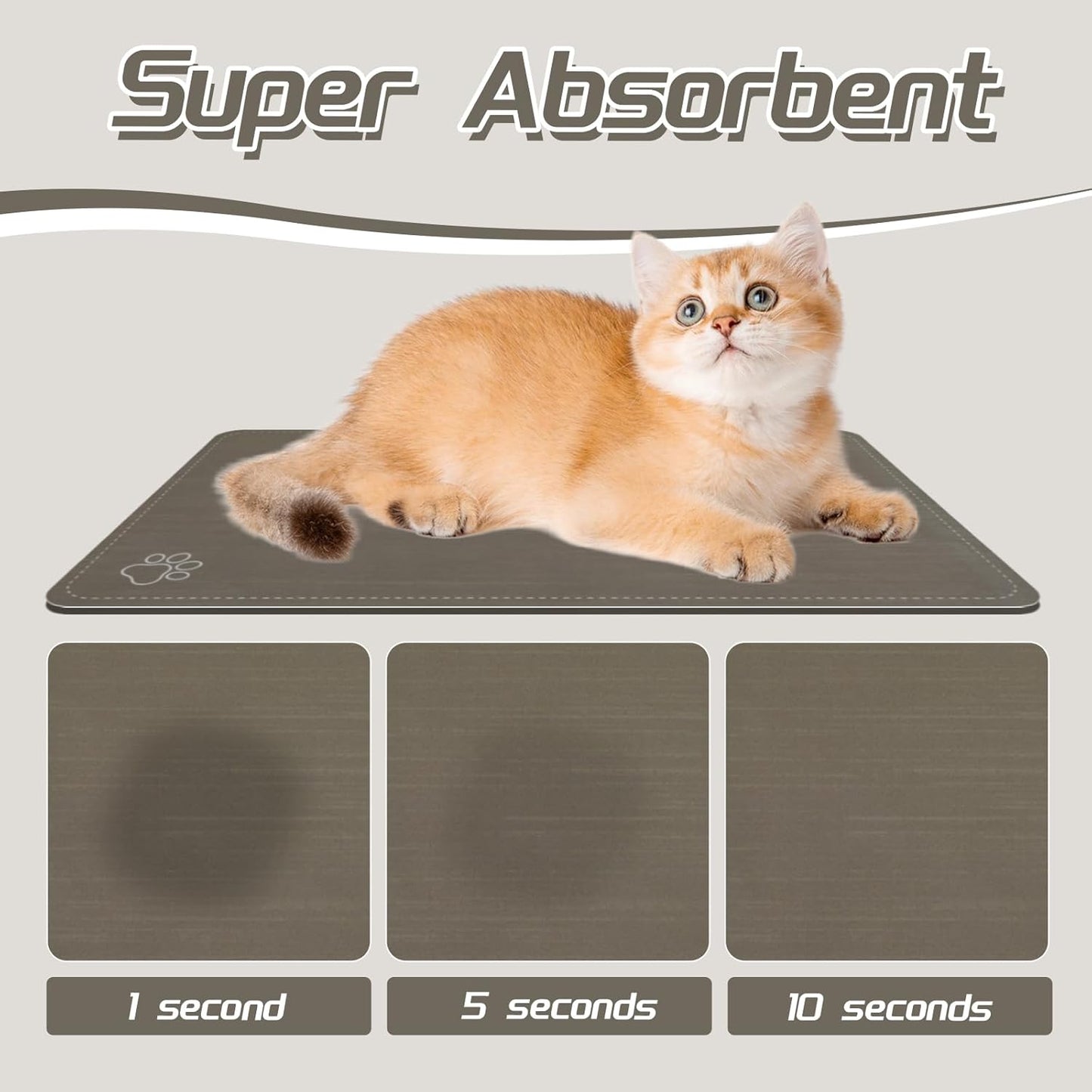 Le courant Pet Feeding Mat Absorbent Non-Slip Pet Placemat for Feeding Bowl, with Waterproof Rubber Backing, Quick Dry Water Dispenser Mat for Dog and Cat,Brown.Dog Paw-11.8x19.7 in