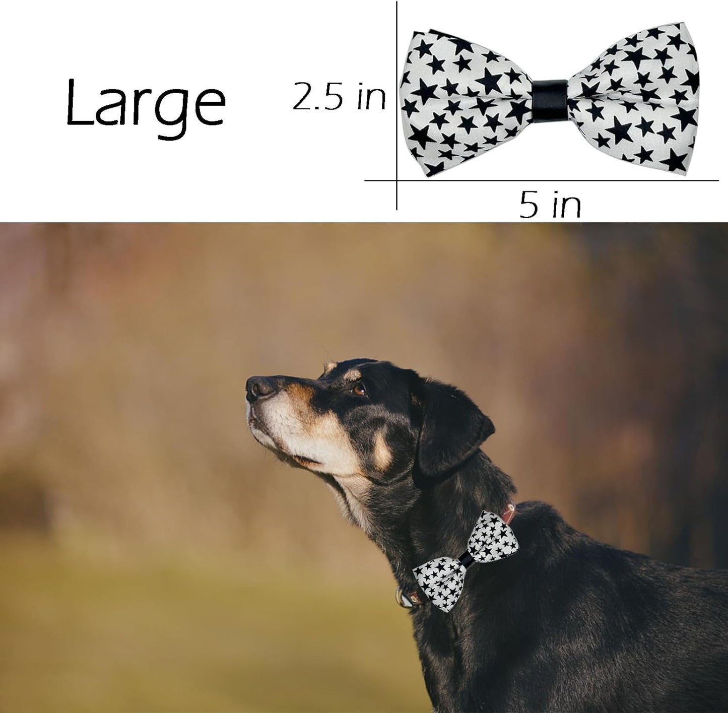 10 PCS Dogs Collar Elastic Attachment Bow Ties for Small Medium Large Pet/Cats Puppies Collar Charms Accessories Slides Bowties for Birthday Wedding Parties(Classic Large)