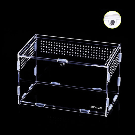 Magnetic Acrylic Case, micro habitat small Tarantula Enclosure enclosure for arboreal Tarantula Scorpion Sling Lizards Mantis Snake Gecko jumping spider snail Insect Isopods (7.8*4.7*4.7inch)