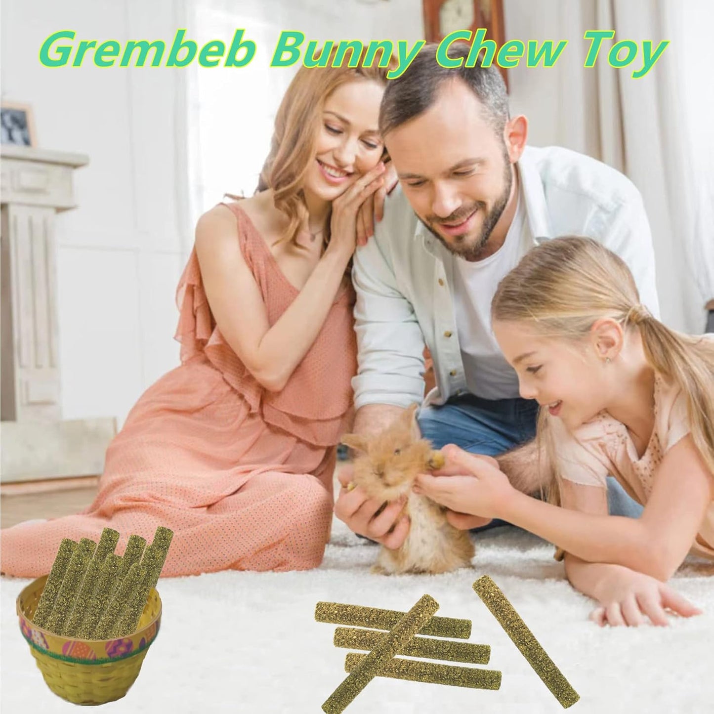 Rabbit Toys,Timothy Hay Stick for Guinea Pig Toy Bunny Chew Toys for Teeth Grinding Hamster Alfalfa Bite Treat Rabbit Molar Food Snack for Pet Rat Chinchilla Squirrel Gerbil-58PCS