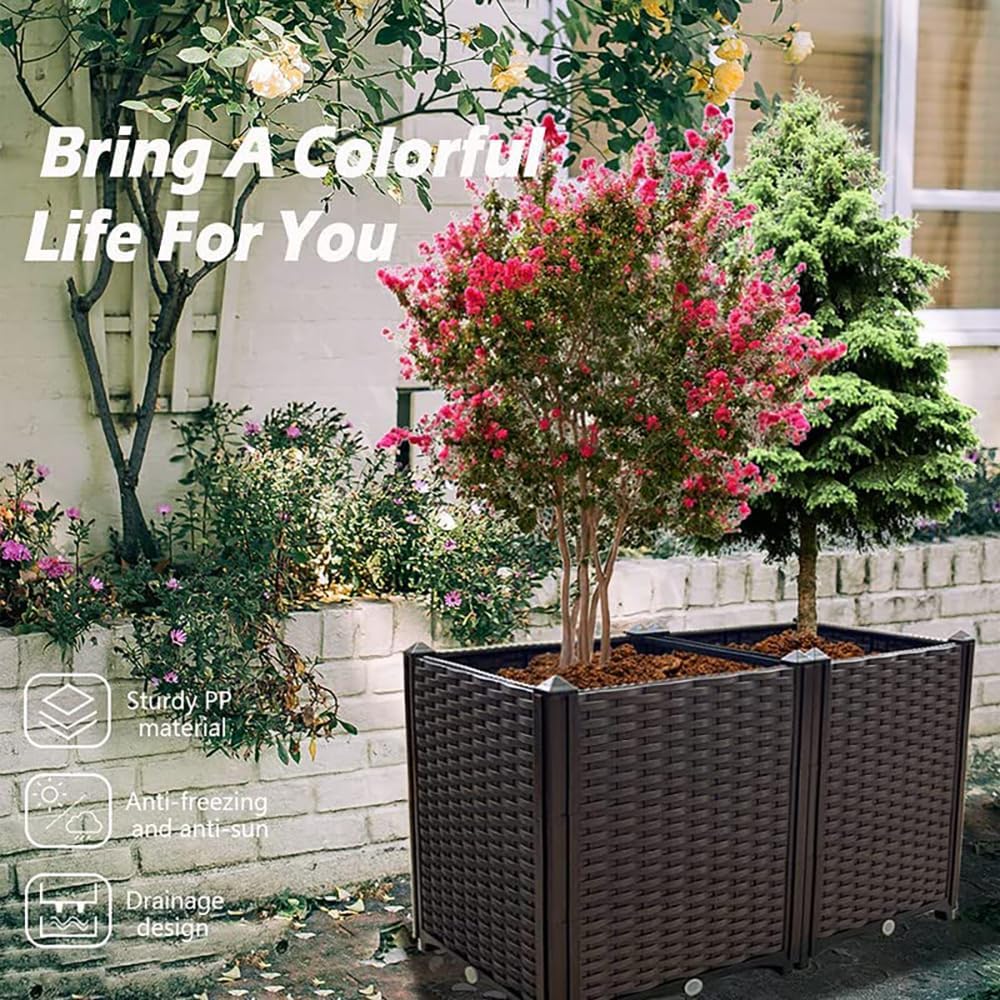 Raised Garden Bed Planter for Outdoor Plants Planter Box Elevated Garden Boxes Deepened Plant pots Perfect for Garden Patio Balcony Deck to Planting Flowers Vegetables Tomato and Herbs