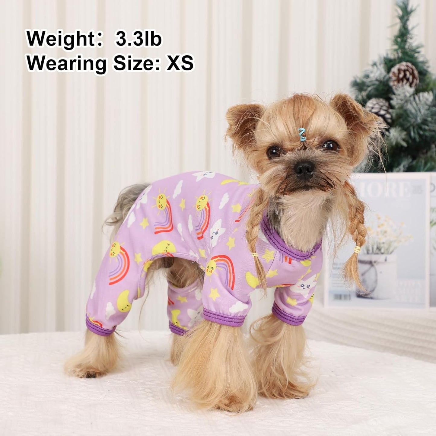 Dog Pajamas Pjs Spring Summer Dog Clothes for Small Dogs Girl - Boy - Small Size Dogs, Soft Stretchy Puppy Clothes Doggie Onesies Cat Pet Jammies Outfit (Star Purple, Large)