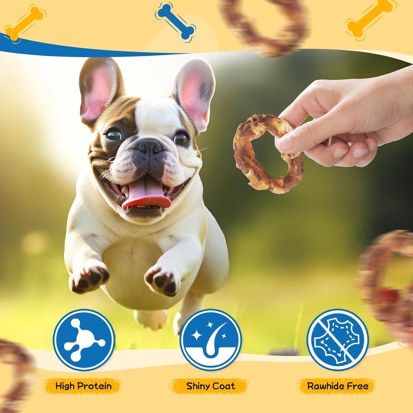 gazeupon Dog Treats, Chicken Wrapped Meat Ring,Made with Real Chicken and Beef Meat, Healthy Dog Chews, Rawhide Free,w/Glucosamine Chondroitin