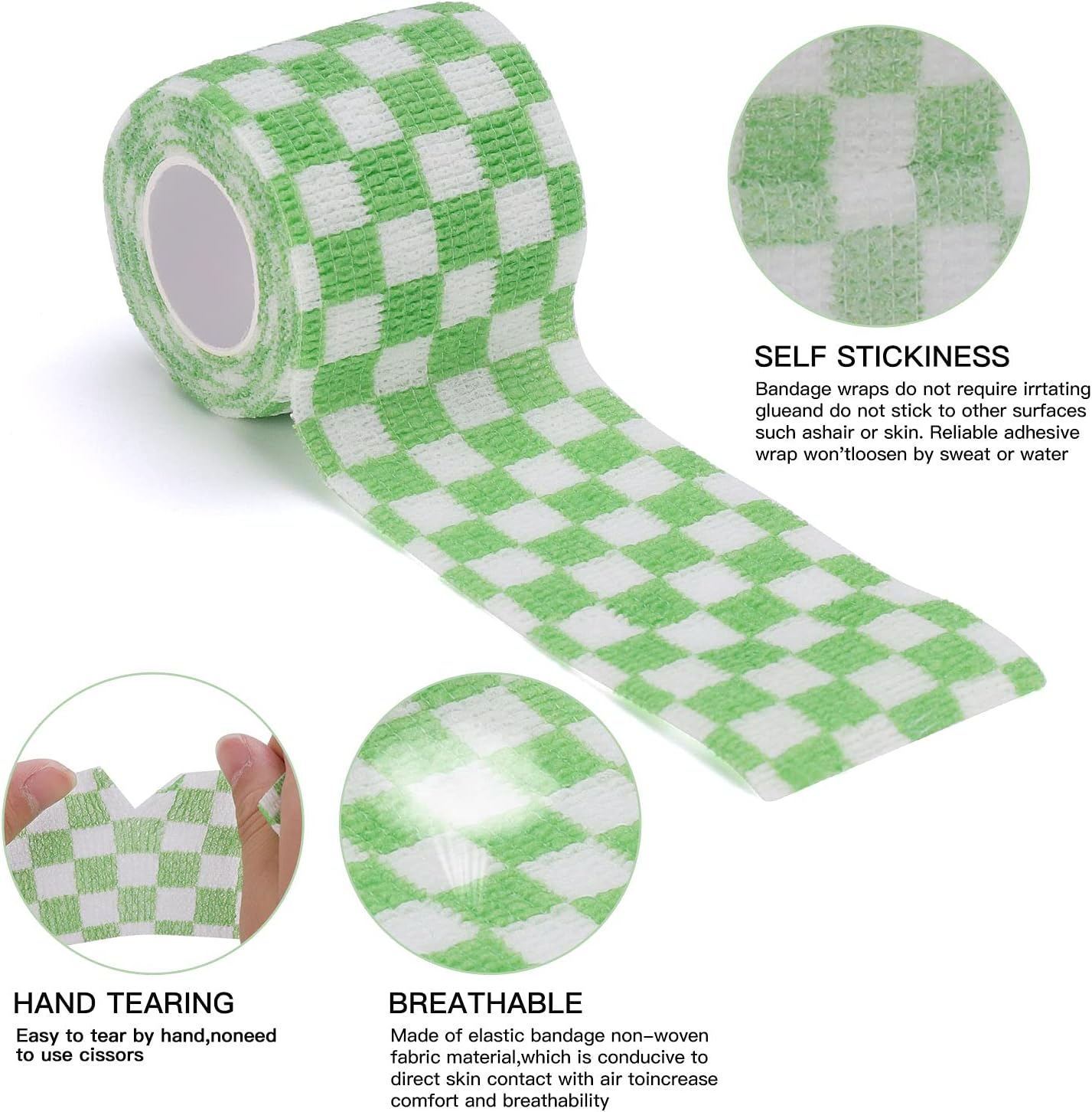 Vet Wrap Self Adhering Bandage Wrap Cohesive Bandage Multi-Function Wrap Tape for Dogs Cats Horses Birds Animals Non-Woven Strong Sports Tape for Wrist Healing Ankle Sprain & Swelling 12 Rolls