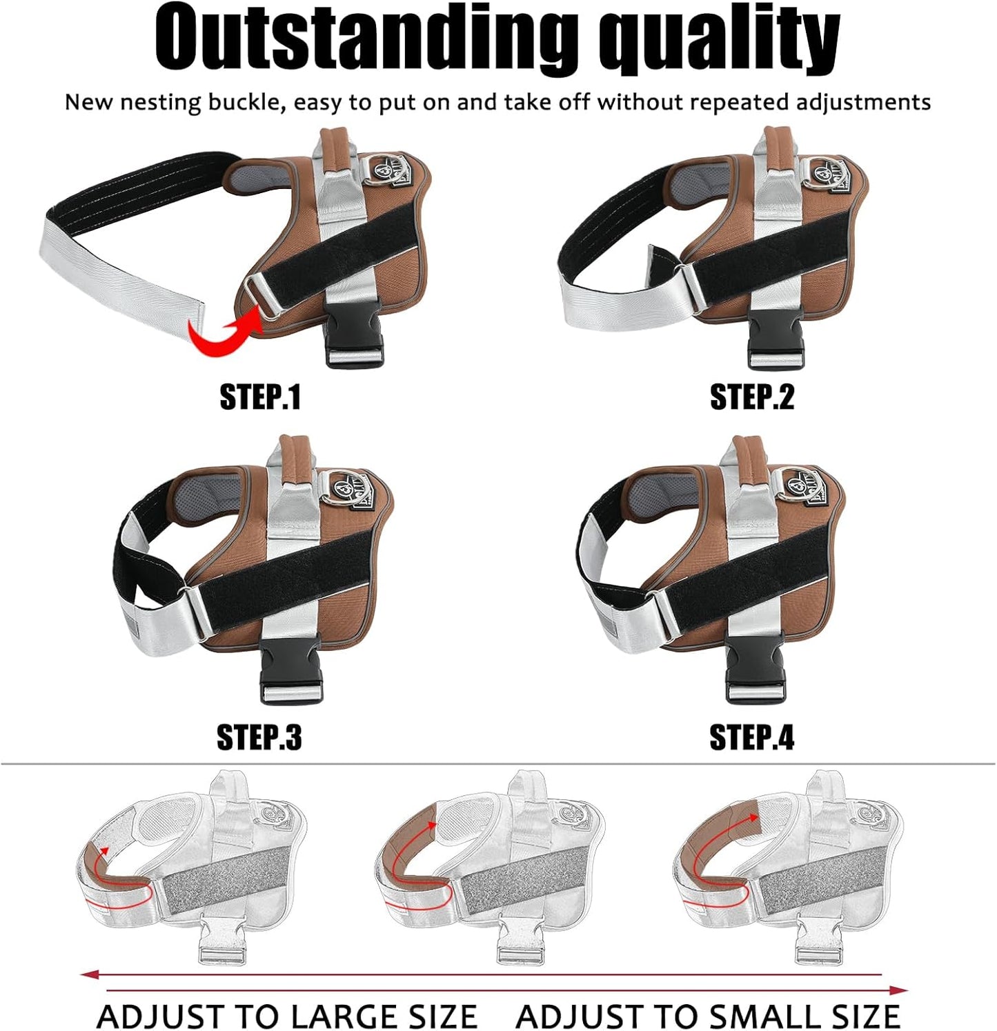 Bolux Dog Harness, No-Pull Reflective Dog Vest, Breathable Adjustable Pet Harness with Handle for Outdoor Walking - No More Pulling, Tugging or Choking