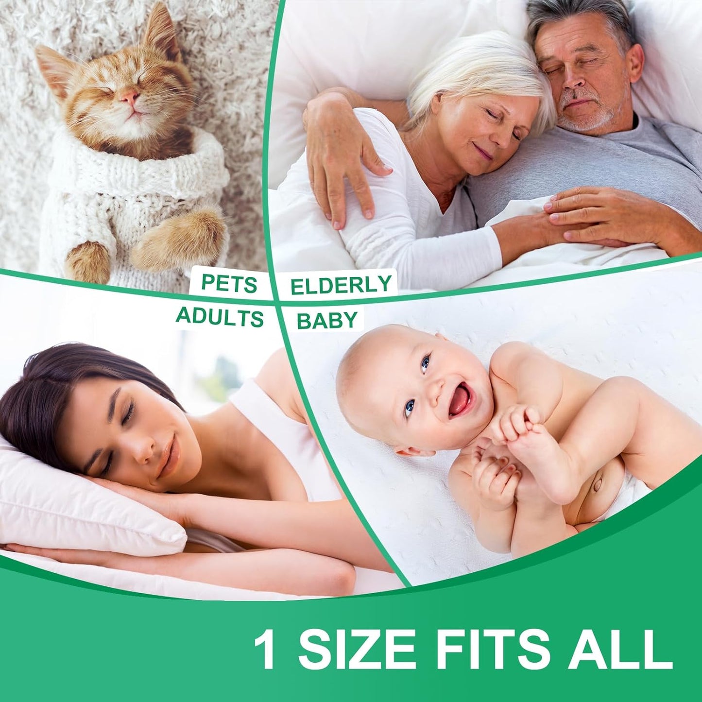 King Size Bed Pads for Incontinence Washable Waterproof, 71" x 59" (Pack of 1) - Reusable Extra Large Colored Cotton Pee Pads for Adults, Elderly, Pet, 4-Layer Underpads for Sofa,Furniture -KELISITING