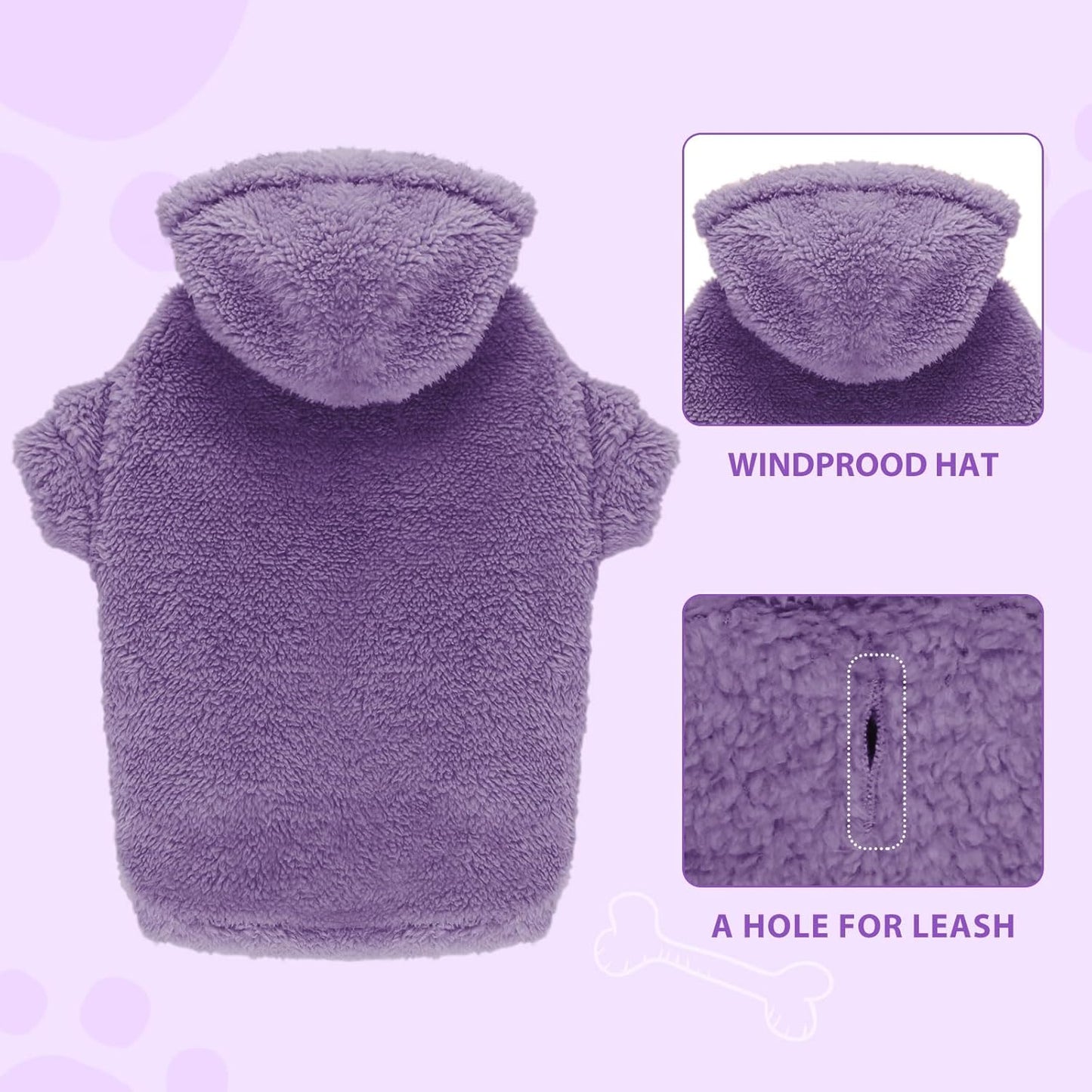 Fuzzy Dog Sweaters for Small Dogs Dog Hoodie Pet Clothes Warm Soft Cozy Coats Hooded Sweatshirt Fleece Small Pet Hoodies Sweater(Purple-S)