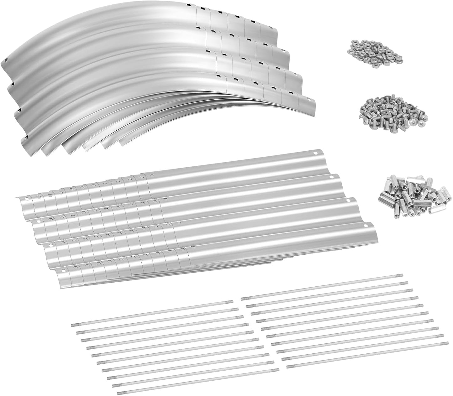 Land Guard 8ft Galvanized Raised Garden Bed Kit, Raised Garden Boxes Outdoor, Oval Metal Raised Garden Beds for Vegetables, Silver,108 Gallon Capacity(with 10 Connecting rods)