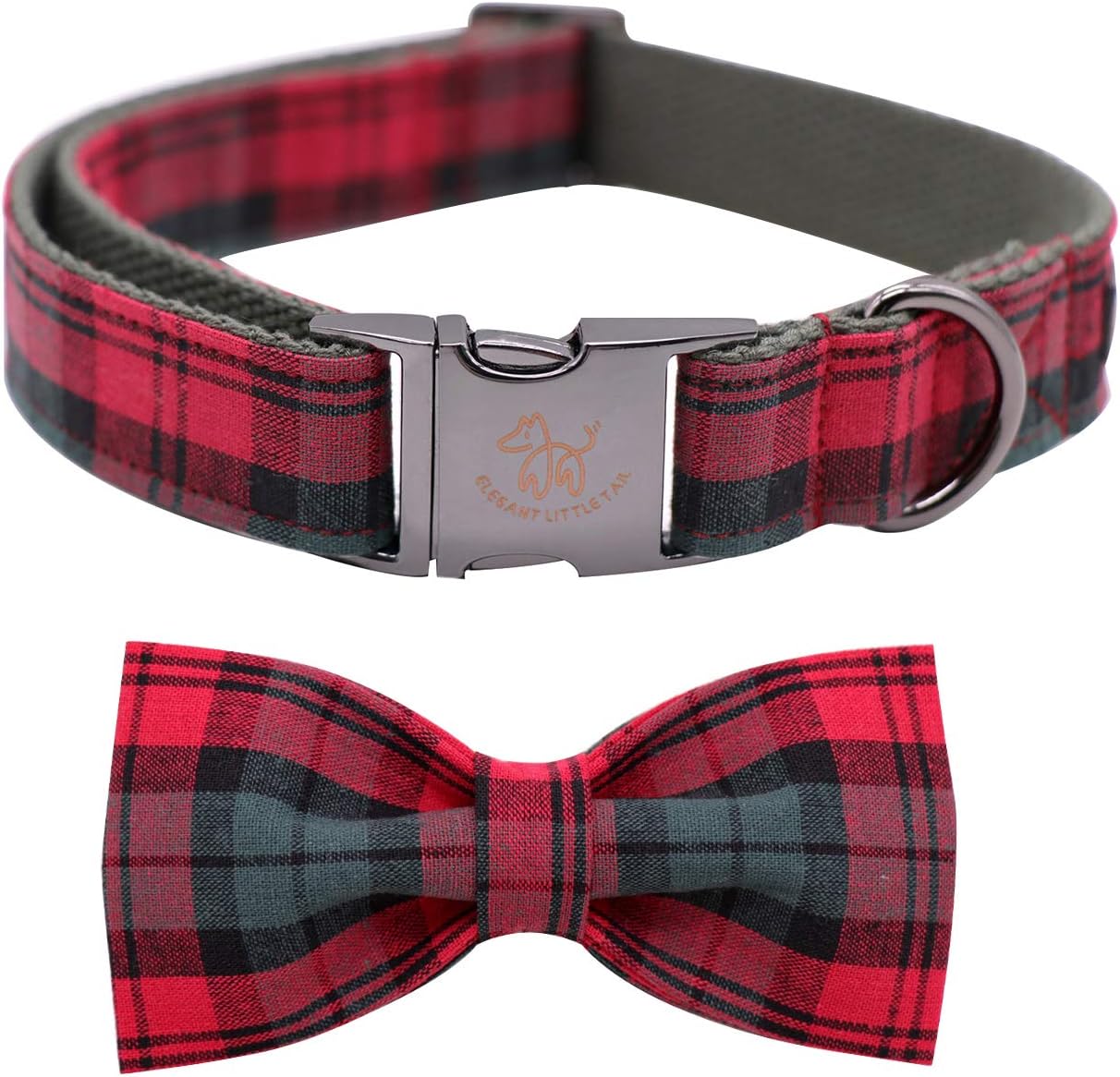 Elegant little tail Dog Collar with Bow, Cotton & Webbing, Bowtie Dog Collar, Adjustable Dog Collars for Small Medium Large Dogs and Cats