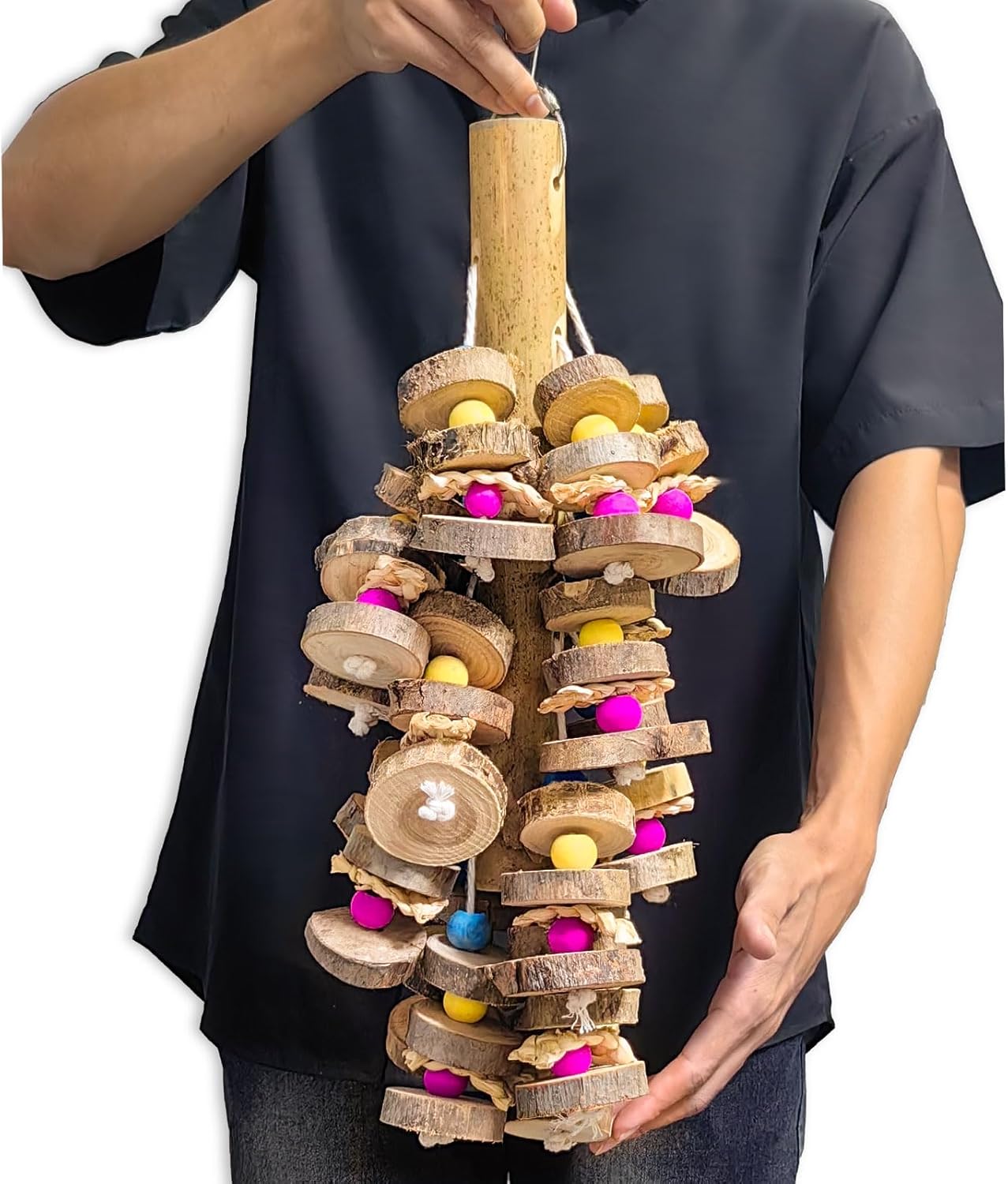 Extra Large Bird Parrot Toys- 19.7 inch Multicolored Natural Wooden Block Parrot Chewing Toy Suggested for Macaws cokatoos, African Grey and a Variety of Amazon Parrots. (Large Size)