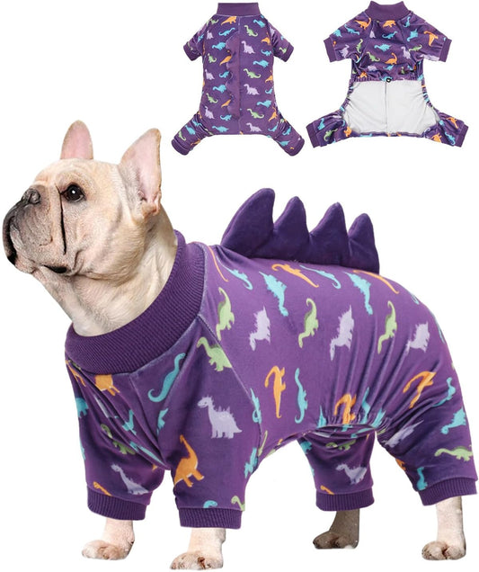 CuteBone Dinosaur Costume Dog Pajamas, Stretchy Spandex Crystal Velvet Sleepwear Coat for Small Dogs, Soft & Warm Pet Outfit Clothes for Cold Weather, Cozy Pullover Design COSP04XS