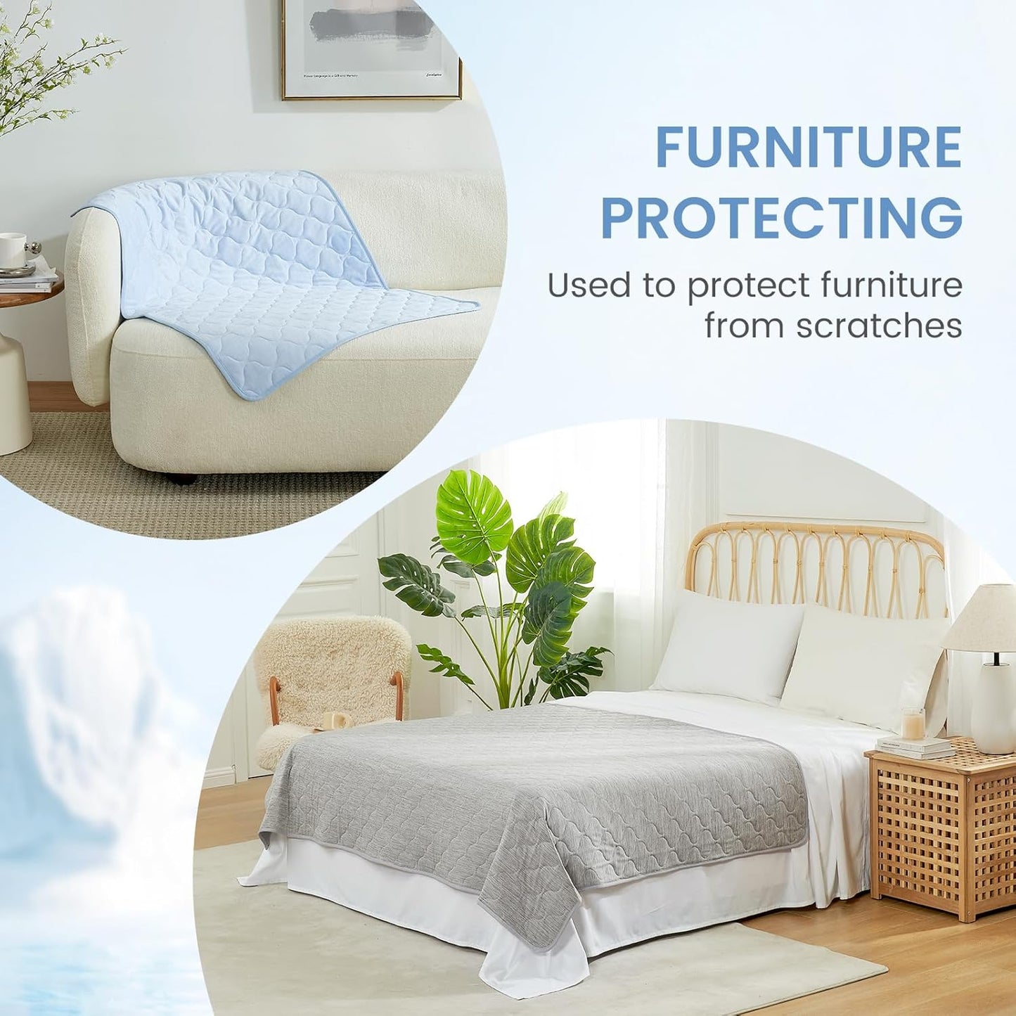 Cozy Bliss Leakproof Cooling Blanket for Small Dogs – Q-Max>0.4, Durable & Washable Dog Cooling Mat for Hot Weather, Soft Pet Throw & Couch Protector for Puppies & Cats, 25x35 Inch, Heather Cool Blue