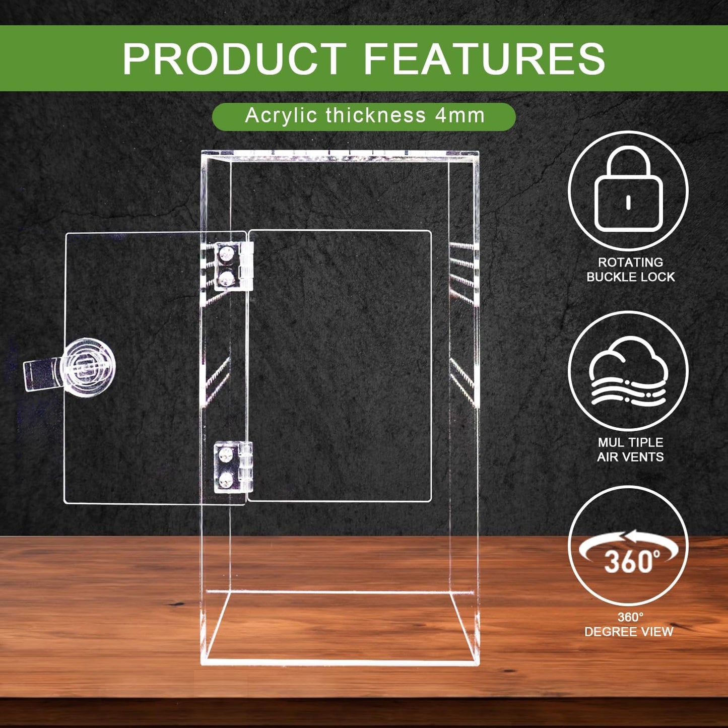 Spider Terrarium Kit, Jumping Spider Enclosure with Hideout, Rope Bridge, Ledge Ladder, Micro Habitat Terrarium for Small Tree Dwelling Reptiles, Arboreal Tarantula Enclosure (6x6x12 Inches)