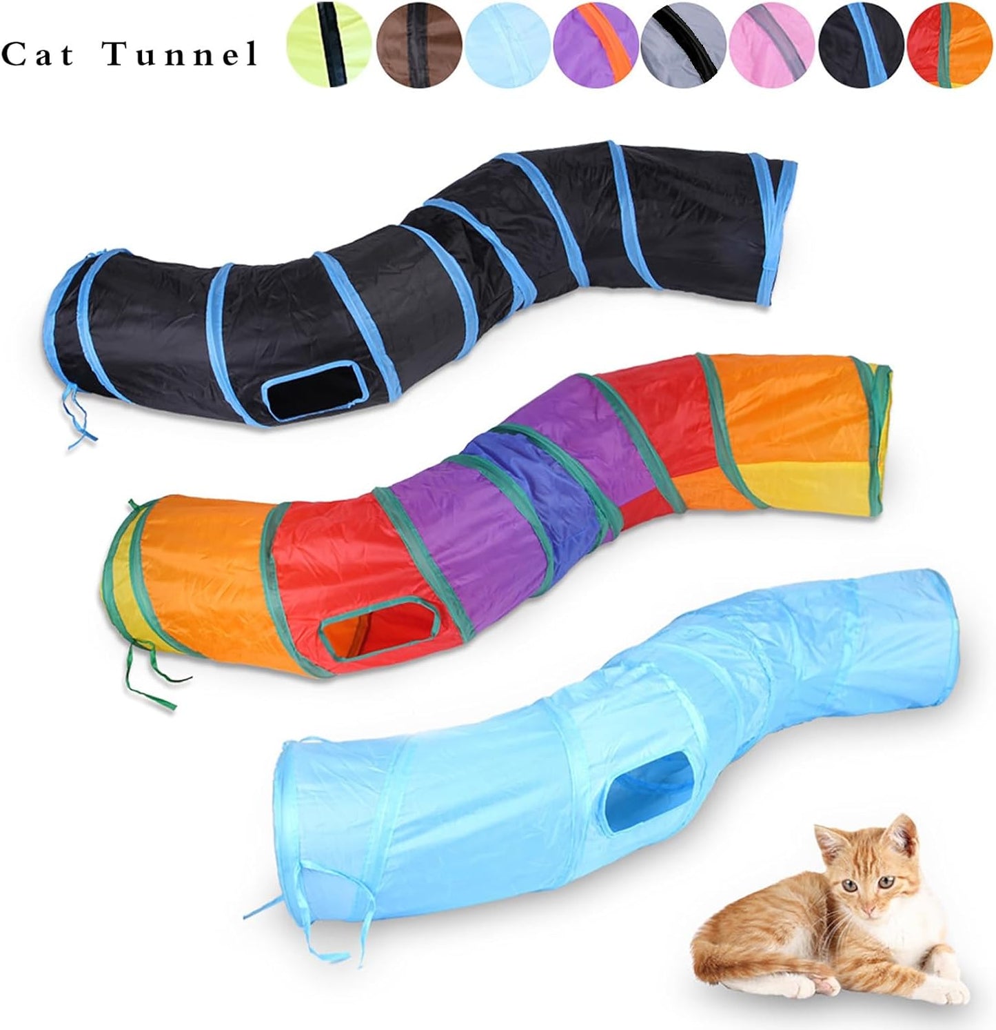 iCAGY Cat Tunnel for Indoor Cats Interactive, Rabbit Tunnel Toys, Pet Toys Play Tunnels for Cats Kittens Rabbits Puppies Crinkle Pop Up Gray 47" Shape S