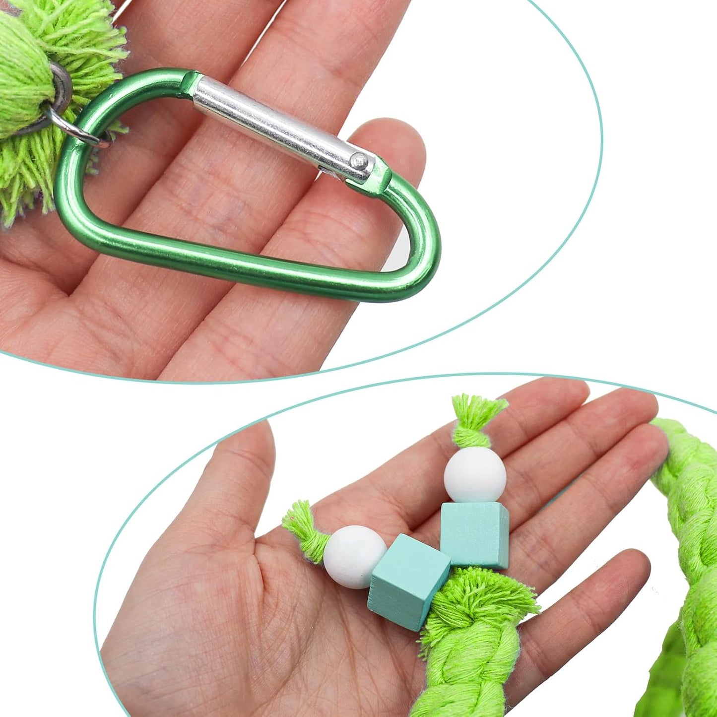 Dnoifne Bird Spiral Rope Perch, Bird Rope Swing Perch, Bird Cage Stand Pole Accessories, Bird Standing Climbing Toy for Parrot Parakeet Budgies Lovebirds Cockatiels, Green