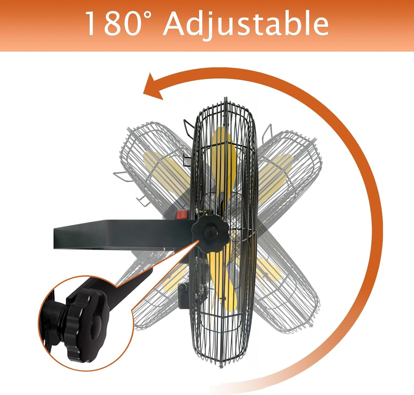 HiCFM 5100 CFM 20 inch Outdoor Wall Mount Fan, 3-Speed High Velocity Weatherproof Wall-mounted Fan with IP44 Sealed Motor and Manual GFCI Plug for Patios, Industrial, Garage and Gazebo - UL Listed