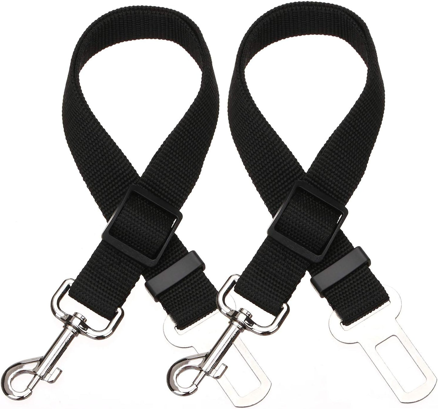 Elisel Elisel 2 Packs Adjustable Length Pet Dog Cat car seat Belt Pet seat Belt Pet Accessories for Dogs Cats and Pets (Black)
