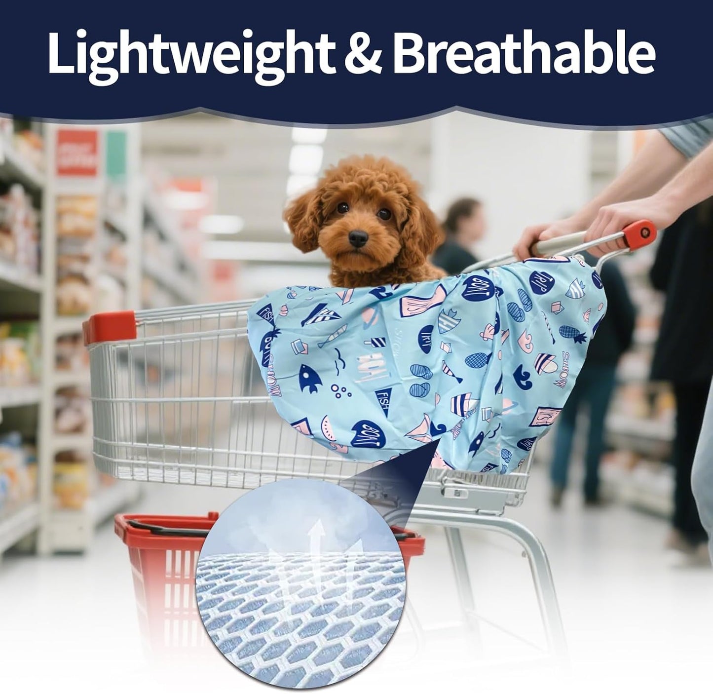Shopping Cart Cover for Pets Dogs-Waterproof and Cooling Material,Portable and Easy-on Stretch Design with Carry Bag