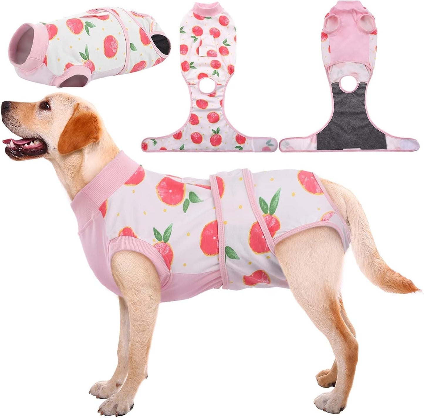 Kuoser Dog Onesie for Surgery Female, Surgical Onesie for Dogs, Female & Male Post-Op Wear, Recovery Suit for Dogs After Surgery Breathable Pet Surgery Suit, Pink XL