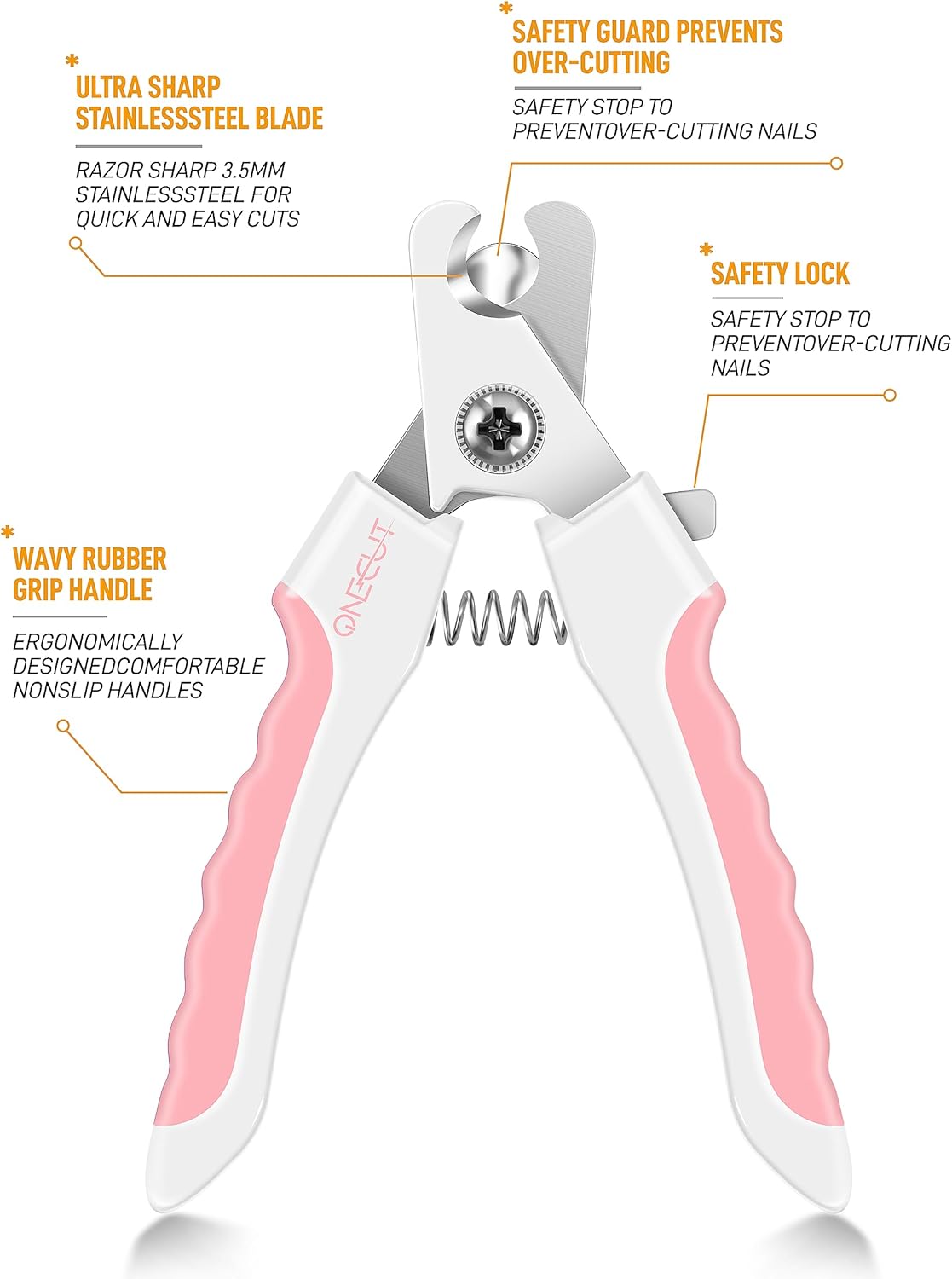 OneCut 4.7" Small Dog & Cat Nail Clipper Stainless Steel Cat Claw Trimmers for Rabbits, Guinea Pigs, Birds, Puppies, Kittens and Small Animals Pet Nail Clipper for Professional and Home Use (Pink)