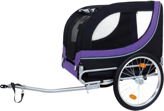Blue-Grey Large Folding Bike Trailer for Dogs – Heavy-Duty Steel Frame, 66LB Capacity Pet Carrier for All-Terrain Cycling, Jogging & Camping Adventures!