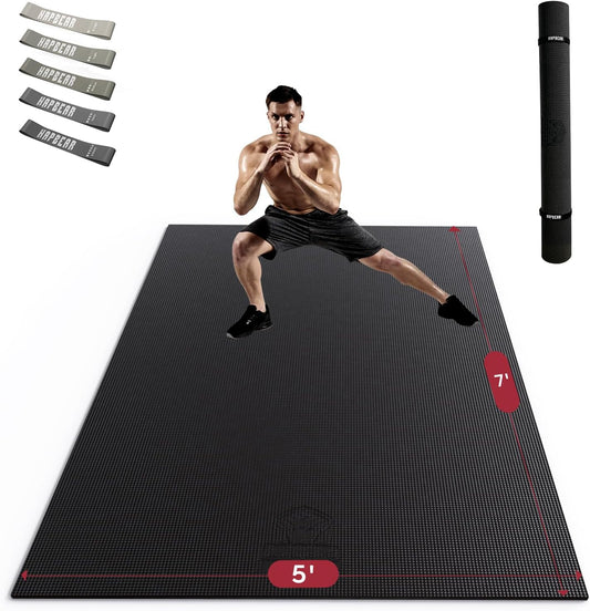 HAPBEAR Extra Large Exercise Mat-7'x5'/6'x8'/6'x9'/6'x10'/6'x12'x8mm(1/3 inch),Non-Slip, Ultra Durable, Thick Workout Mats for Home Gym Flooring Cardio, Yoga Mats for Fitness, High-Density Exercise Mat, Shoes-Friendly