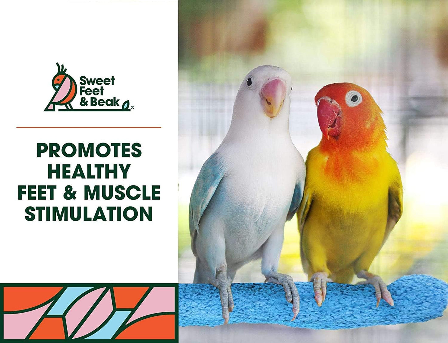 Comfort Grip Safety Perch for Bird Cages - Pedicure Perch for Birds to Keep Nails and Beaks in Top Condition - Safe Easy to Install Bird Cage Accessories - L 13"