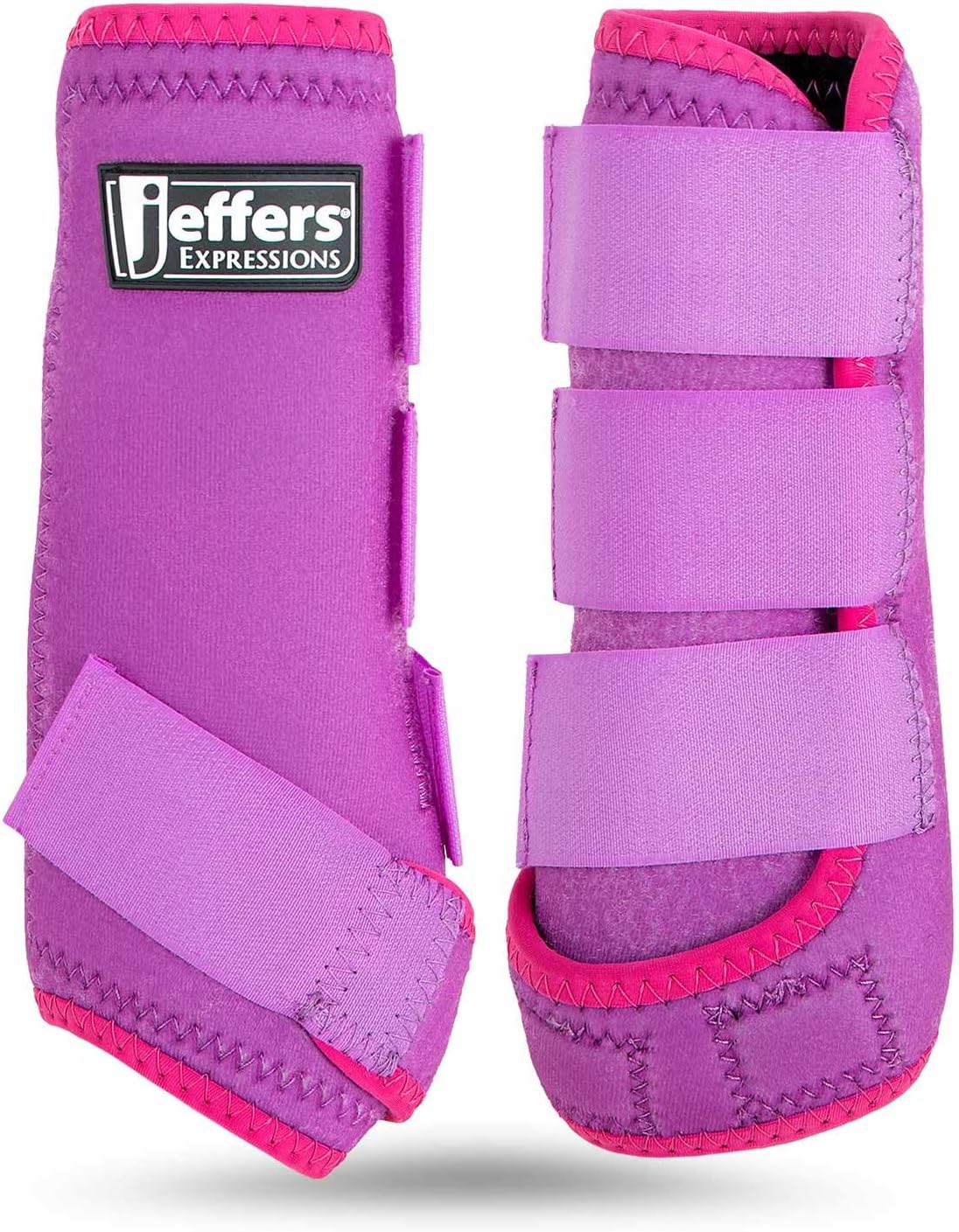 Jeffers Expression Neon Horse Boots 1 Pair - Purple & Pink, Breathable Neoprene, Secure Strap Closures, Durable Premium Protection for Jump Training & Trail Riding - Front & Hind, Small Size