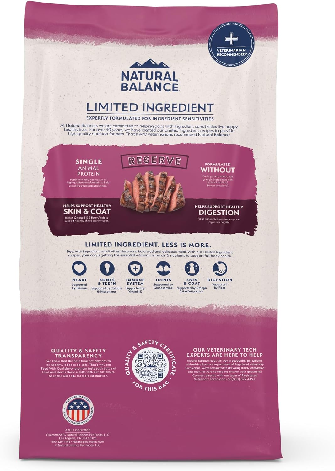 Natural Balance Limited Ingredient Adult Grain-Free Dry Dog Food, Reserve Sweet Potato & Venison Recipe, 12 Pound (Pack of 1)