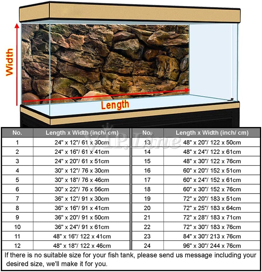 Rock Wall Aquarium Background Poster PVC Fish Tank Decor Landscape 24 36 48 72 (36" x 20"/ 91 x 50cm)