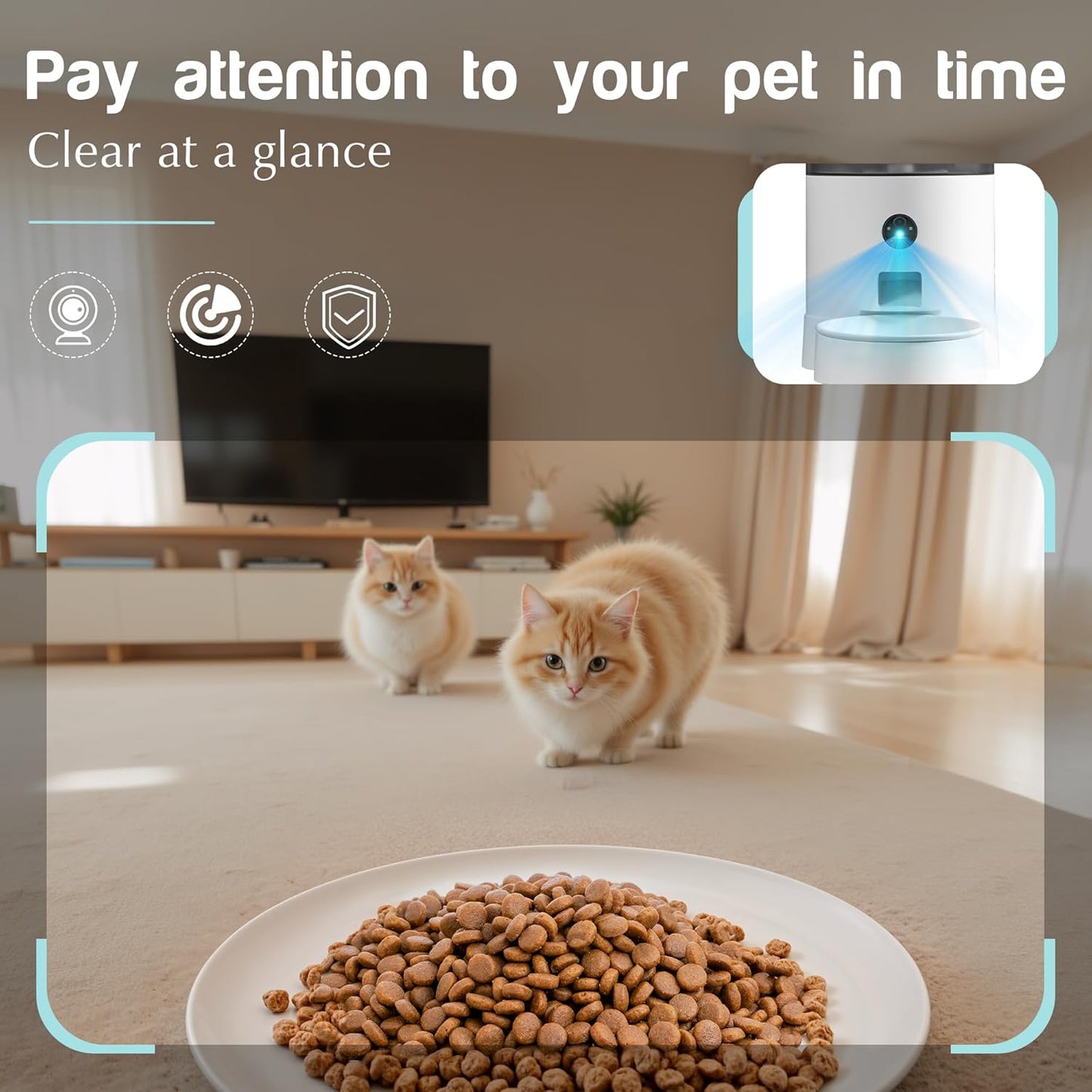 Warcat Vacuum Automatic Smart Cat Feeder with Timed Remote Control & Visual Monitoring, APP-Enabled Pet Food Dispenser for Cats, Dogs & Small Animals, Automatic Feeding Solution