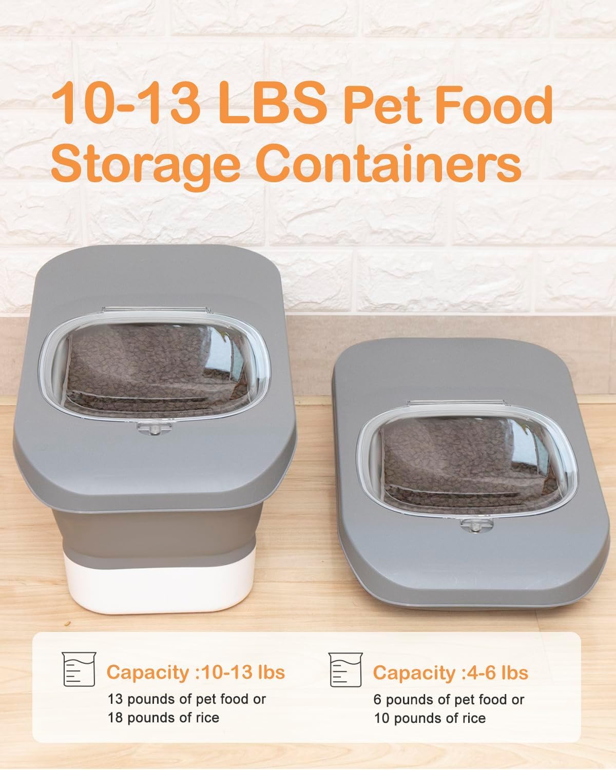 10-13 Lbs Dog Food Stroage Container, Collapsible Dog Food Containers with Airtight Lid, Pet Food Scoop and Silicone Dog Bowl, Pet Food Storage Container Dry Food for Dog, Cat and Other Pets