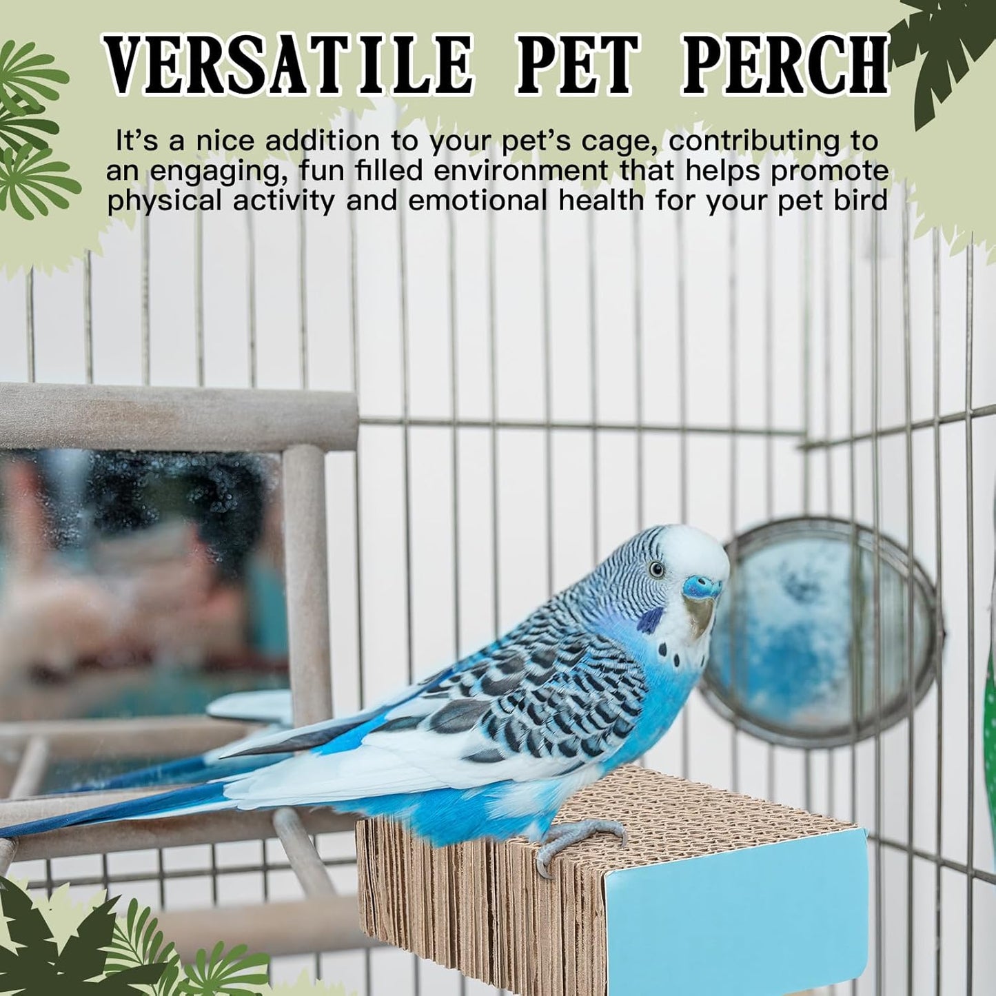 2 Pieces Bird Chew Toy Parrot Cage Perch Cardboard Platform Bird Paw Grinding Stand Parrot Cage Playground for Macaws, Small Parakeets, Conures, Budgies, Finches Conure Cockatiel (Small)
