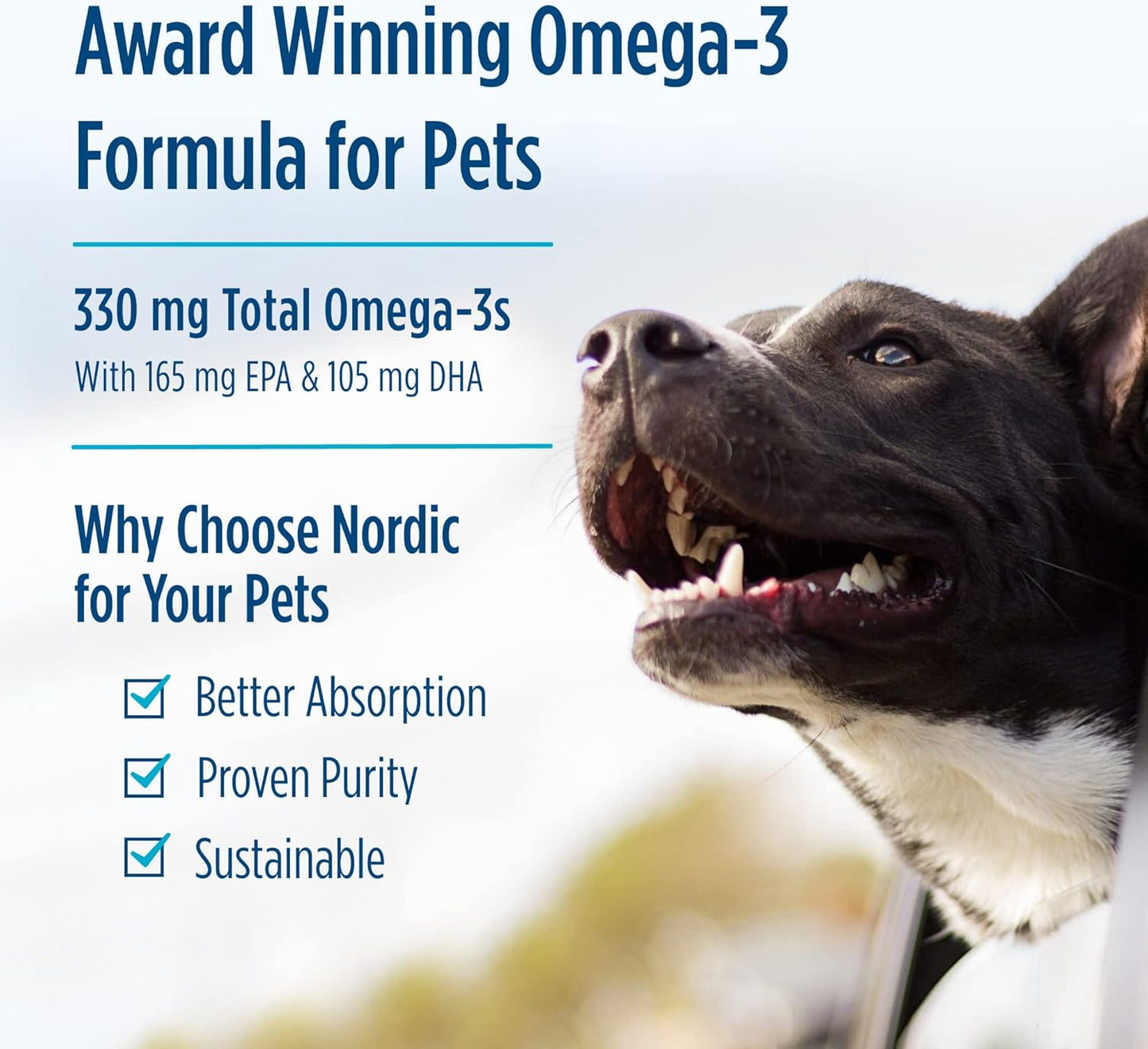 Nordic Naturals Omega-3 Pet, Unflavored - 180 Soft Gels - 320 mg Omega-3 Per Soft Gel - Fish Oil for Dogs with EPA & DHA - Promotes Heart, Skin, Coat, & Immune Health