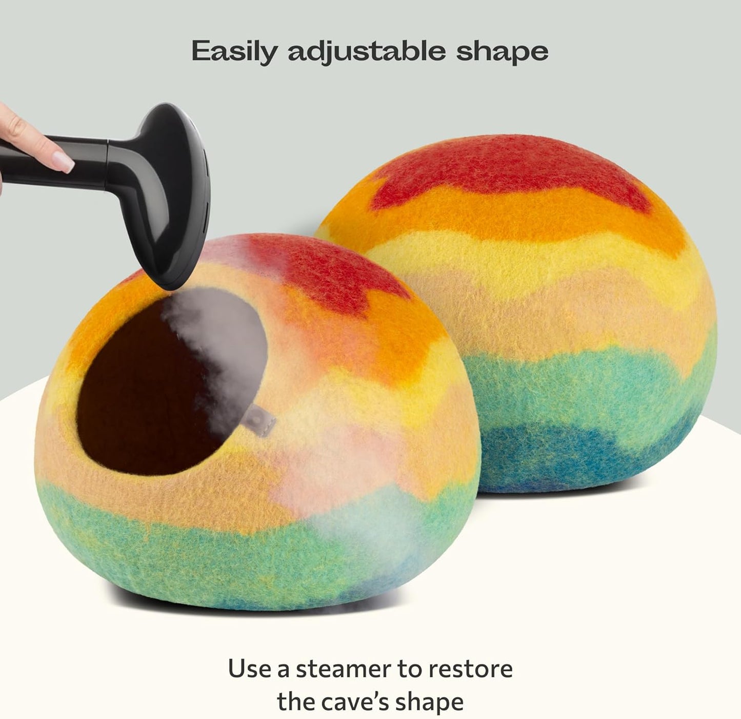 MEOWFIA Cat Cave – Premium Felt Cat Bed for Indoor Cats, Handmade 100% Merino Wool (Large, Tucson Sunset)