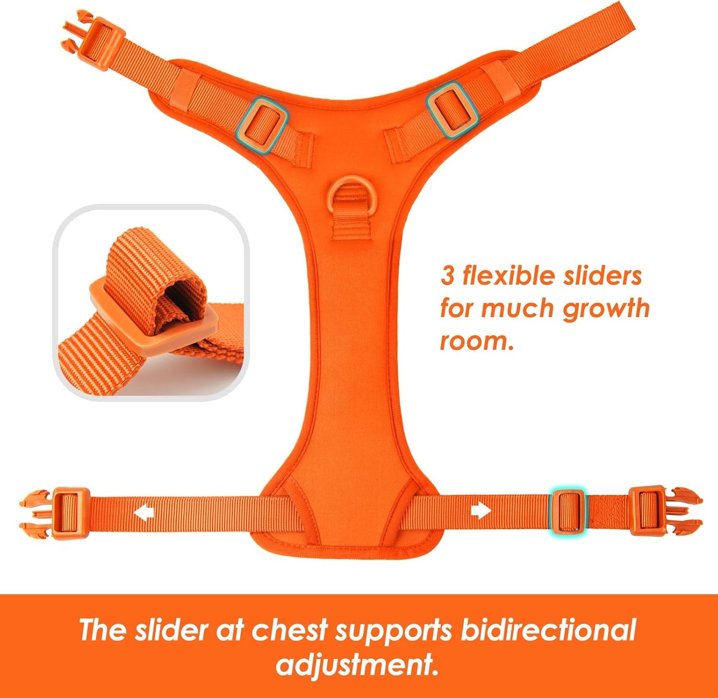 No Pull Dog Harness, Puppy Vest with Front Clip for Small Medium Large Sized Dog(Orange,M)