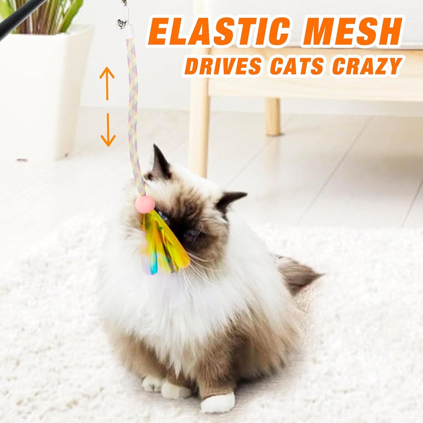 JXFUKAL Cat Feather Toy Refills, 4Pcs Simulation Butterfly Dragonfly Glitter Piece Feather Cat Lures Wand Attachment Replacement for Kitty Kitten Indoor Cats Accessories