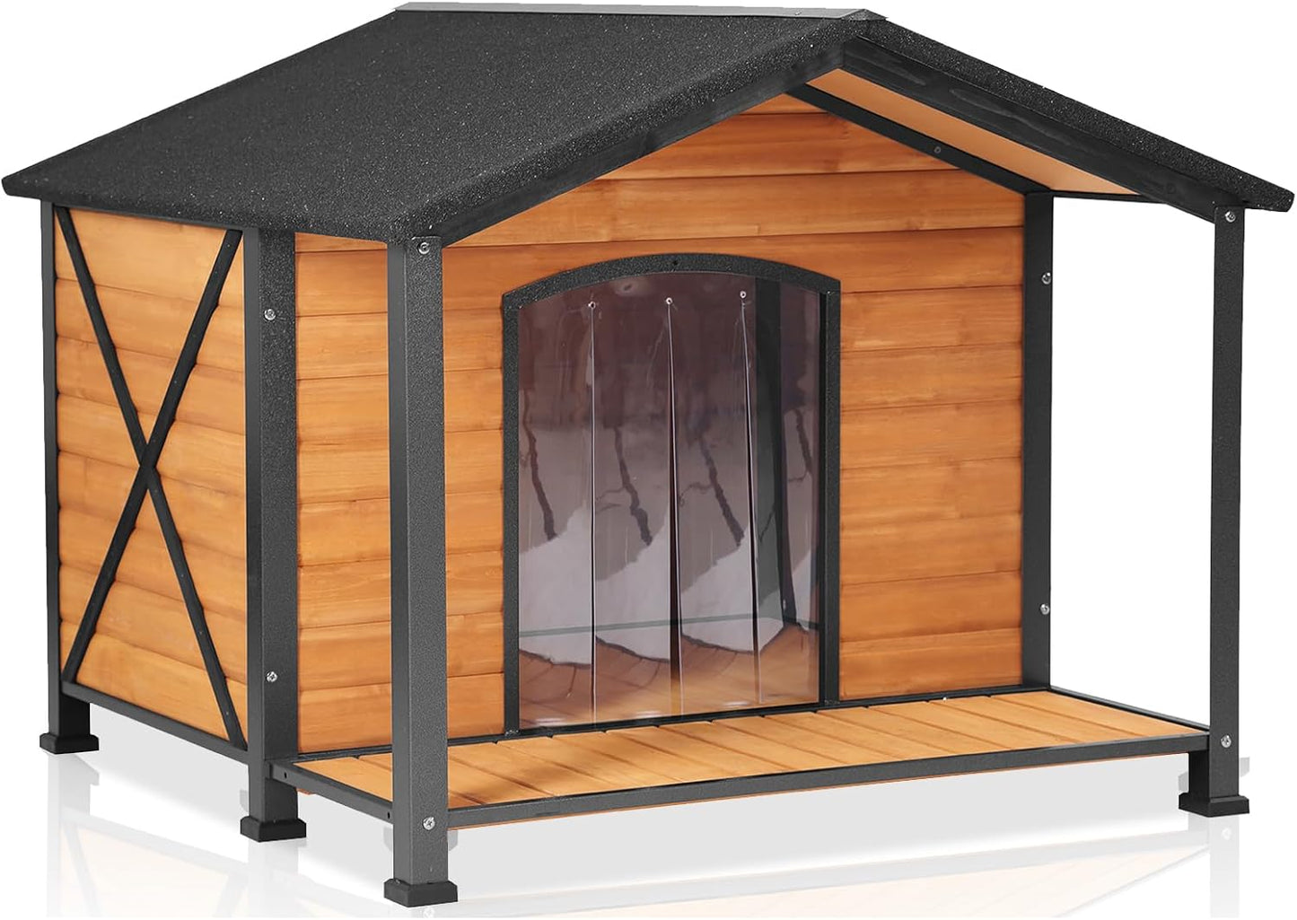Aivituvin Outdoor Dog House with Chewproof Strong Metal Frame Outside Dog Kennel Weatherproof for Medium to Large Dogs, (41.5" L x 41.4" D x 34.1" H)