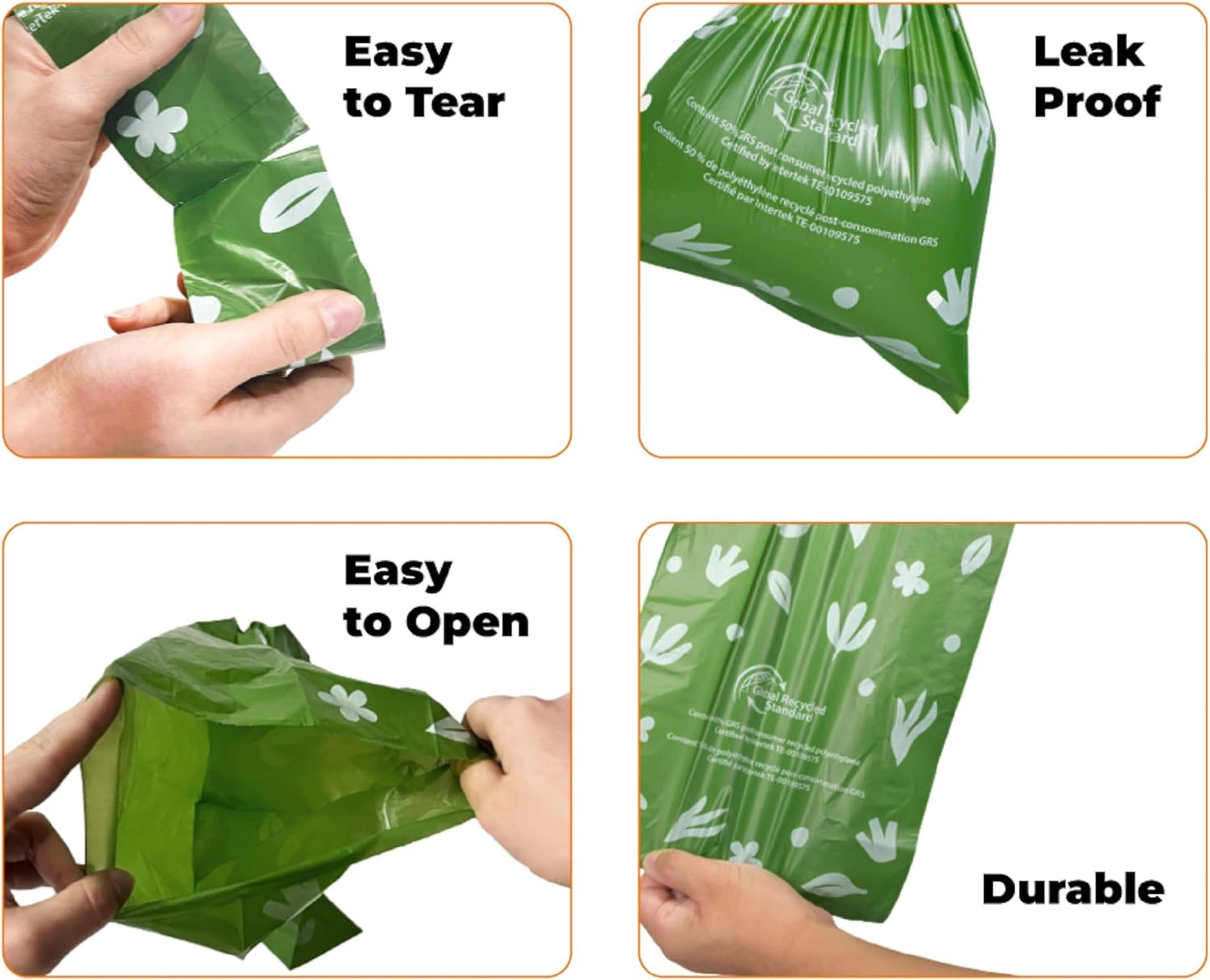 Best Pet Supplies Poop Bags for Dogs, 50% Post-Consumer Recycled Content dog waste bags on rolls, fits all poop bag holders for leashes - 300 Count, Green, Lavender Scented