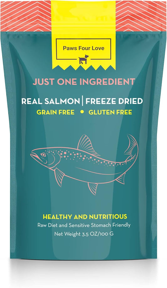 Organic Freeze Dried Dog & Cat Treats - Single Ingredient, Grain Free Food Toppers for Healthy Pets, No Fillers or Preservatives (1 Bag, Salmon)