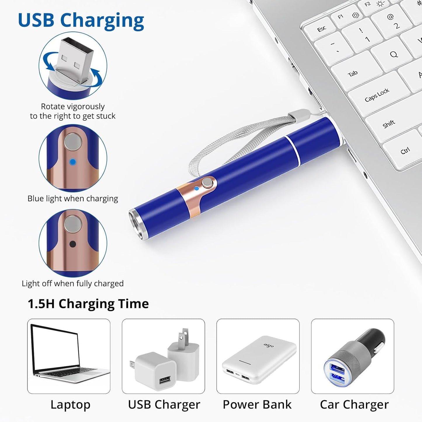 TBTeek Cat Toys for Indoor Cats, 2 Pieces, Rechargeable, 7 Adjustable Patterns, Interactive Kitten Pet Dog Red Dot Chase Light Toy for Cats Fun Playing Exercise（Blue）