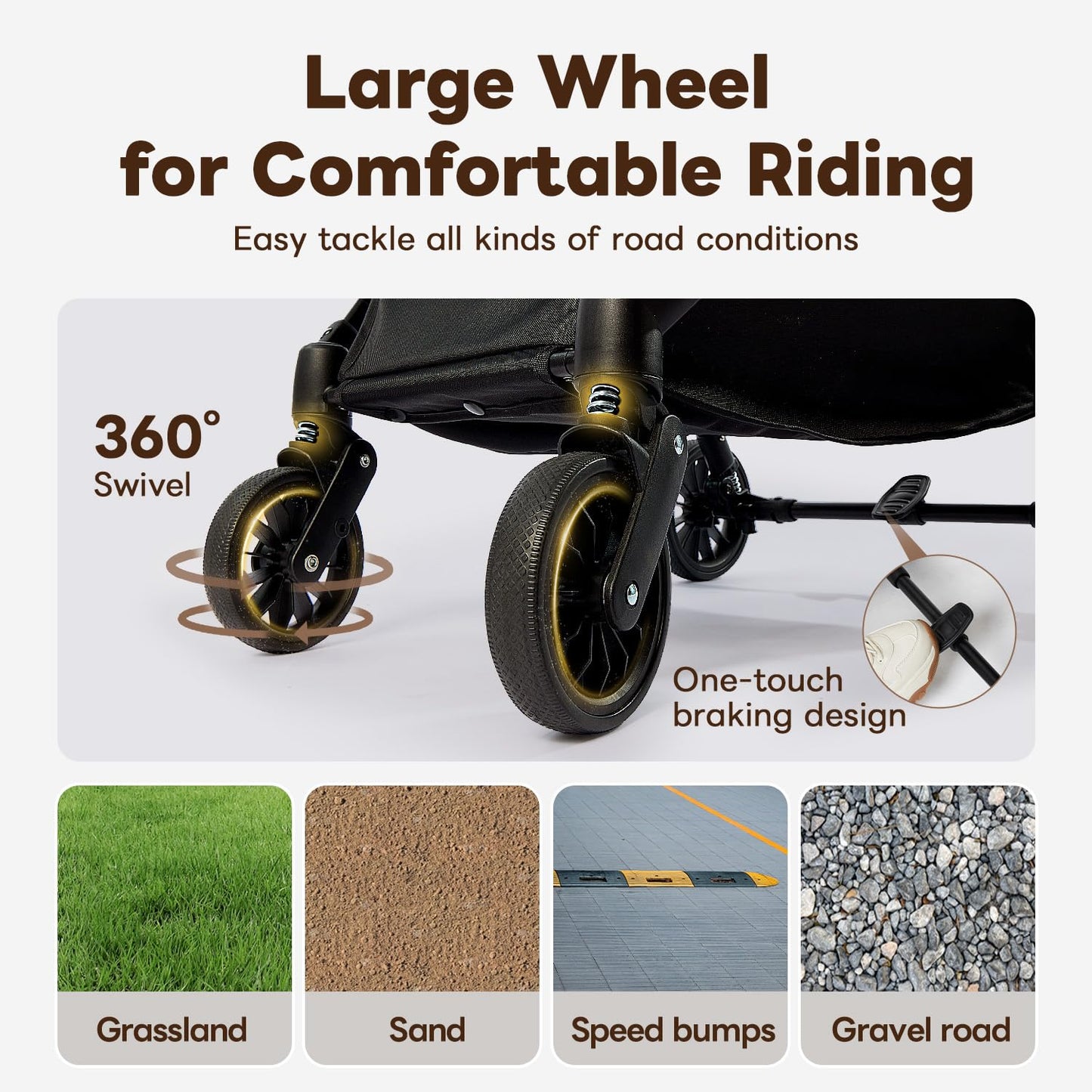 【One-Pull Open Ver.】 PETTENA Dog Stroller for Small Dogs, One-Touch Foldable Dog Stroller for Small/Medium Dogs Cats up to 44 Lbs, Khaki