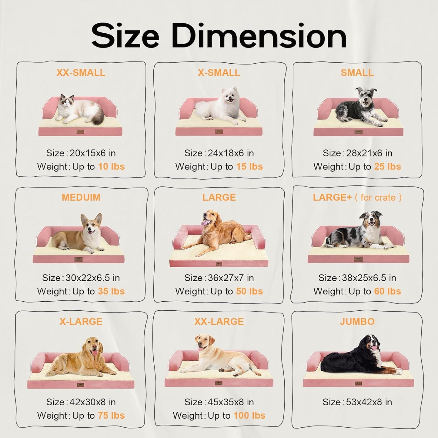 Small Dog Bed Waterproof Orthopedic Dog Beds for Medium Sized Dogs Comfy Pet Cat Bed with Sides, Washable Removable Cover